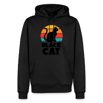 Schwarze Katze - Männer Premium Bio Hoodie - Schwarz - Vorne - Nico (187cm)