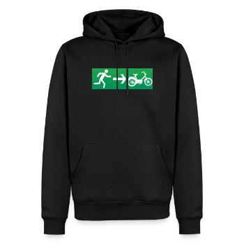 Sortie de secours cyclomoteur cyclomoteur - Sweat à capuche Premium bio Homme - noir - Devant - Nico (187cm)