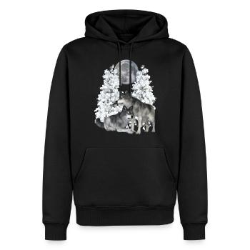 Wolf, Wölfe im Winter - Männer Premium Bio Hoodie - Schwarz - Vorne - Nico (187cm)