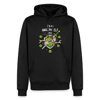 Ich bin seit 1992 ein erstaunlicher Elf - Männer Premium Bio Hoodie - Schwarz - Vorne - Nico (187cm)