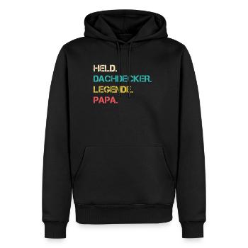 Held Dachdecker Zimmerer Legende Papa - Männer Premium Bio Hoodie - Schwarz - Vorne - Nico (187cm)