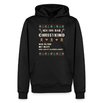 Christkind Lustige Weihnachten mit Bier Alkohol - Männer Premium Bio Hoodie - Schwarz - Vorne - Nico (187cm)