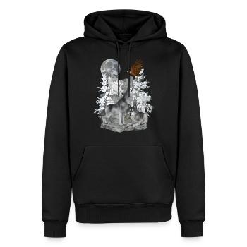 Loups, Hiver, Aigle, Lune - Sweat à capuche Premium bio Homme - noir - Devant - Nico (187cm)