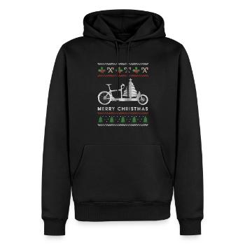 Cargo bike Ugly Christmas Sweater - Men’s Premium Organic Hoodie - black - Front - Nico (187cm)