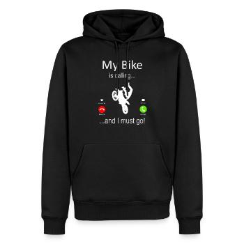 Mon Dirtbike appelle... et je dois y aller! - Sweat à capuche Premium bio Homme - noir - Devant - Nico (187cm)