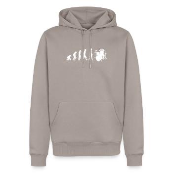 Schlagzeug Evolution Drummer Schlagzeuger - Männer Premium Bio Hoodie - Taupe - Vorne - Nico (187cm)