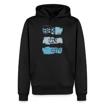 Berlin City Fashion Souvenir & Geschenkidee - Männer Premium Bio Hoodie - Schwarz - Vorne - Nico (187cm)