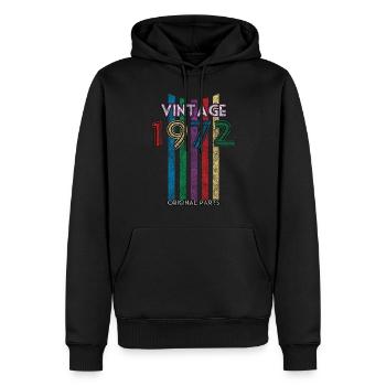 Vintage fabriqué en 1972 pièces d’origine Cadeau 50ème année - Sweat à capuche Premium bio Homme - noir - Devant - Nico (187cm)