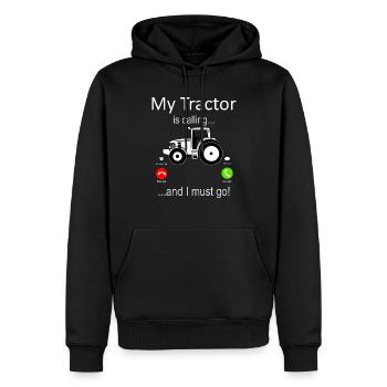 Mon tracteur appelle... et je dois y aller! - Sweat à capuche Premium bio Homme - noir - Devant - Nico (187cm)