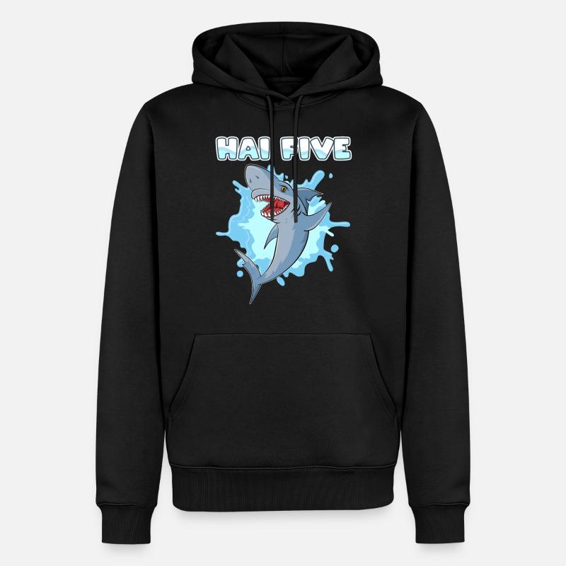 Hai Five Haifisch - Männer Premium Bio Hoodie - Schwarz