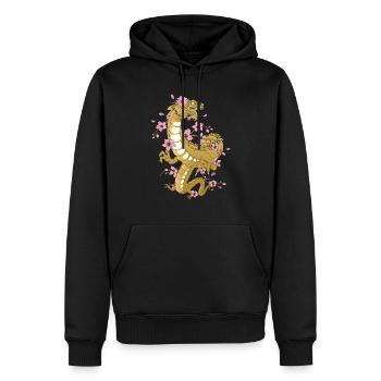 Dragon japonais Cherry Blossoms Sakura Dragon - Sweat à capuche Premium bio Homme - noir - Devant - Nico (187cm)