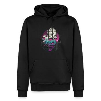 Japanischer Drache Vaporwave Drachen Japan - Männer Premium Bio Hoodie - Schwarz - Vorne - Nico (187cm)