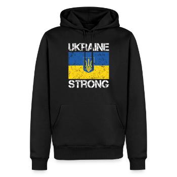 L’Ukraine forte - Sweat à capuche Premium bio Homme - noir - Devant - Nico (187cm)