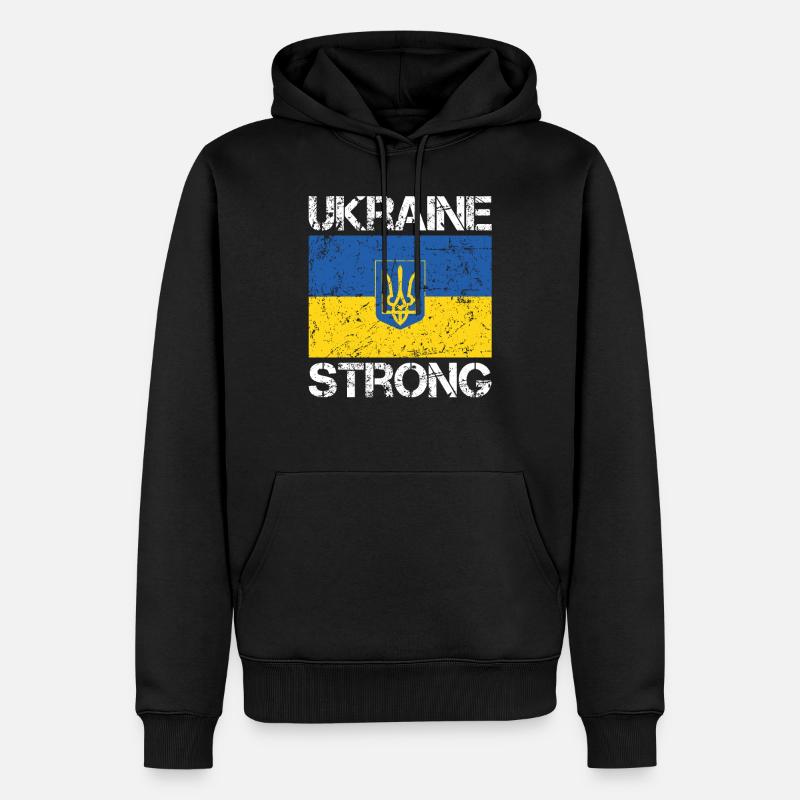 Ukraine stark - Männer Premium Bio Hoodie - Schwarz