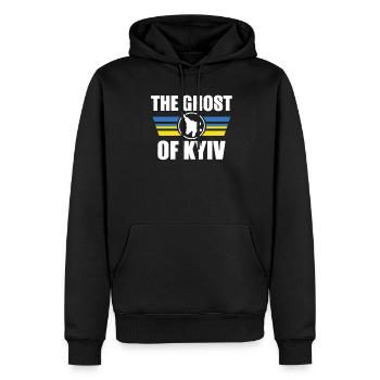Der Geist von Kiew Ukraine Flagge Ace Fighter Pilot - Männer Premium Bio Hoodie - Schwarz - Vorne - Nico (187cm)