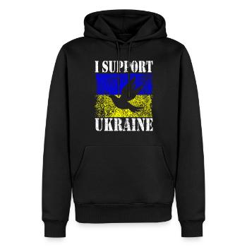 ICH UNTERSTÜTZE UKRAINE SUPPORT UKRAINE - Männer Premium Bio Hoodie - Schwarz - Vorne - Nico (187cm)