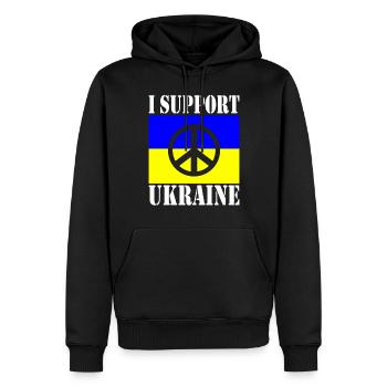 JE SOUTIENS L’UKRAINE SOUTIENT L’UKRAINE - Sweat à capuche Premium bio Homme - noir - Devant - Nico (187cm)