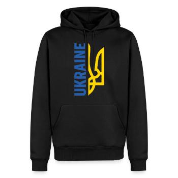 Ukraine - Männer Premium Bio Hoodie - Schwarz - Vorne - Nico (187cm)