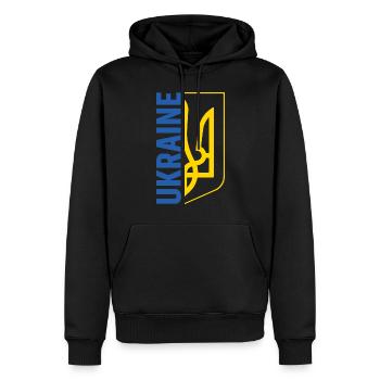 Symbole du drapeau de l’Ukraine - Sweat à capuche Premium bio Homme - noir - Devant - Nico (187cm)