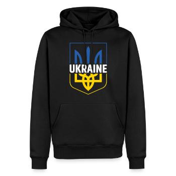 Ukraine - Männer Premium Bio Hoodie - Schwarz - Vorne - Nico (187cm)