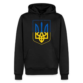 Flagge der Ukraine - Männer Premium Bio Hoodie - Schwarz - Vorne - Nico (187cm)