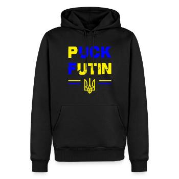 Unterstütze die Ukraine - Ich stehe an der Seite der Ukraine - Männer Premium Bio Hoodie - Schwarz - Vorne - Nico (187cm)