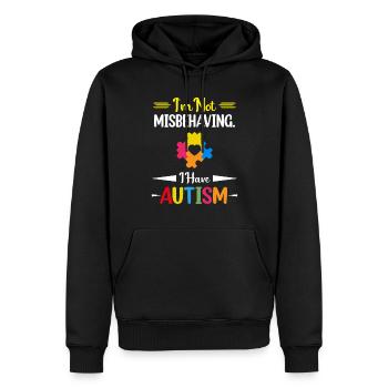 Je ne me comporte pas mal J’ai un ruban autiste autiste - Sweat à capuche Premium bio Homme - noir - Devant - Nico (187cm)