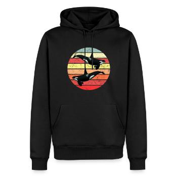 Orca - Retro - Männer Premium Bio Hoodie - Schwarz - Vorne - Nico (187cm)