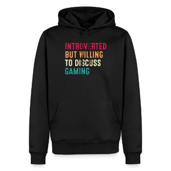 Introvertiert, aber bereit, über Gaming Retro zu diskutieren - Männer Premium Bio Hoodie - Schwarz - Vorne - Nico (187cm)