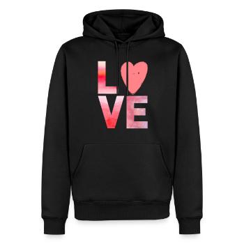 Love Herz Kawaii - Männer Premium Bio Hoodie - Schwarz - Vorne - Nico (187cm)