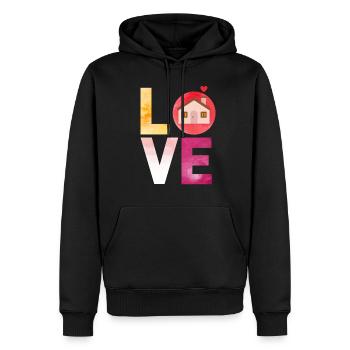 LOVE Zuhause Haus Home - Männer Premium Bio Hoodie - Schwarz - Vorne - Nico (187cm)