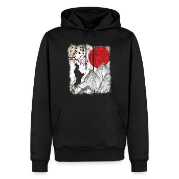 Japon Vintage Art Japonais Samouraï - Sweat à capuche Premium bio Homme - noir - Devant - Nico (187cm)