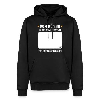 Bon départ tu vas nous manquer - Sweat à capuche Premium bio Homme - noir - Devant - Nico (187cm)