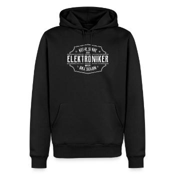 Der Elektroniker macht das schon - Männer Premium Bio Hoodie - Schwarz - Vorne - Nico (187cm)