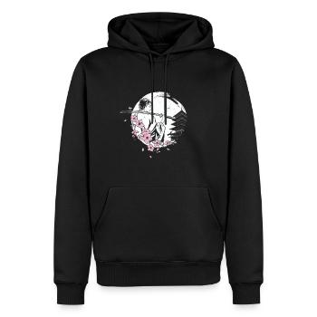 Japanischer Samurai mit Kirschblüten und Sakura - Männer Premium Bio Hoodie - Schwarz - Vorne - Nico (187cm)