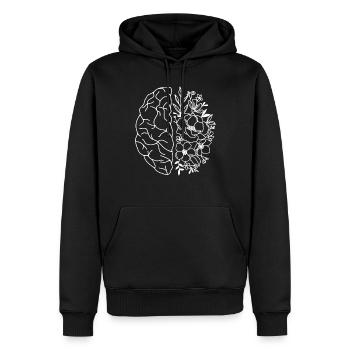 Floral Brain Graphic Support Mental Health Matters - Men’s Premium Organic Hoodie - black - Front - Nico (187cm)