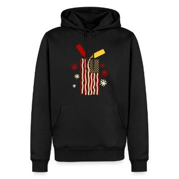 USA Flagge Ketchup Mayonnaise Grillen BBQ Burger - Männer Premium Bio Hoodie - Schwarz - Vorne - Nico (187cm)