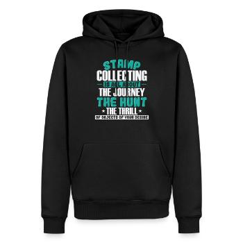 Stamp Collecting it's all about the Journey - Männer Premium Bio Hoodie - Schwarz - Vorne - Nico (187cm)