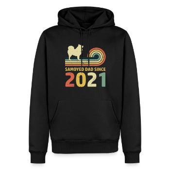 Papa Samoyède depuis 2021 - Sweat à capuche Premium bio Homme - noir - Devant - Nico (187cm)