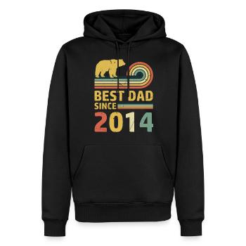 Best dad since 2014 vintage Bär - Männer Premium Bio Hoodie - Schwarz - Vorne - Nico (187cm)