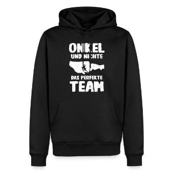 Onkel & Nichte das perfekte Team - Männer Premium Bio Hoodie - Schwarz - Vorne - Nico (187cm)