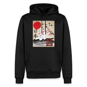 Japon Vintage Art Japonais Esthétique - Sweat à capuche Premium bio Homme - noir - Devant - Nico (187cm)