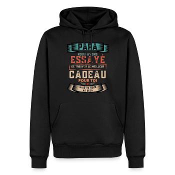meilleur cadeau papa père vintage - Sweat à capuche Premium bio Homme - noir - Devant - Nico (187cm)