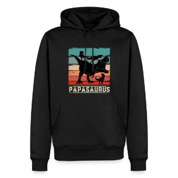 Papasaurus papa T-Rex dinosaure - Sweat à capuche Premium bio Homme - noir - Devant - Nico (187cm)