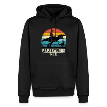 Papasaurus rex papa t-rex father - Men’s Premium Organic Hoodie - black - Front - Nico (187cm)