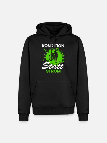 Fahrrad Kondition statt Strom - Männer Premium Bio Hoodie - Schwarz