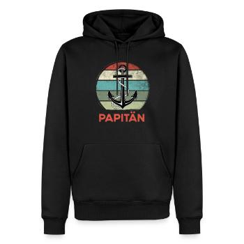 Papitän - Männer Premium Bio Hoodie - Schwarz - Vorne - Nico (187cm)