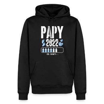 futur papy papi annonce grossesse 2022 - Sweat à capuche Premium bio Homme - noir - Devant - Nico (187cm)