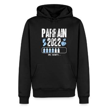 futur parrain annonce grossesse - Sweat à capuche Premium bio Homme - noir - Devant - Nico (187cm)