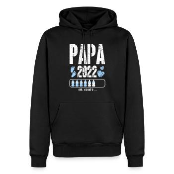 futur papa père 2022 - Sweat à capuche Premium bio Homme - noir - Devant - Nico (187cm)